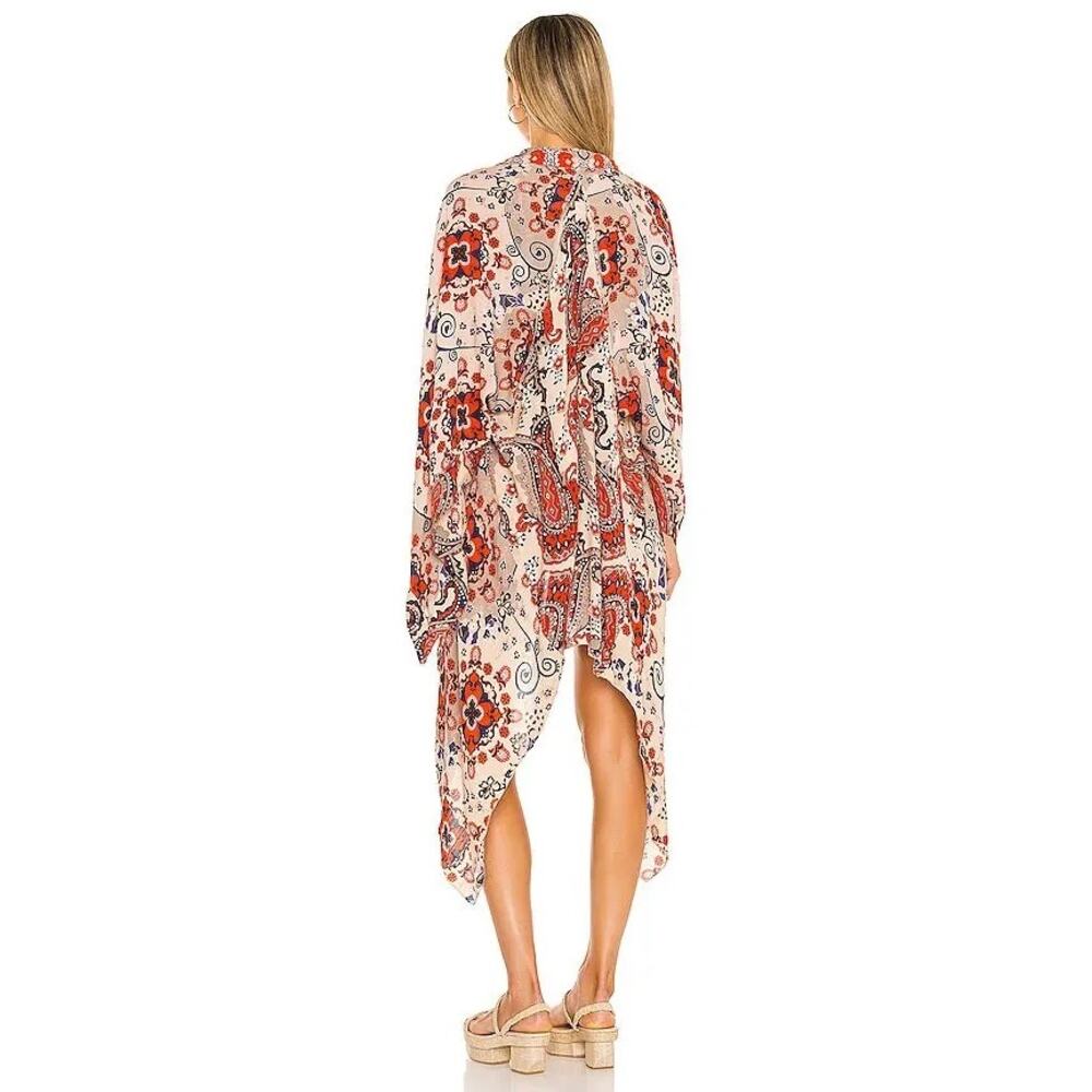 Free People Little Wing Paisley Kimono Boho Duster Open Front Festival - Picture 2 of 9
